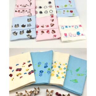 くまさんの無撚糸ガーゼ・プリントハンカチ